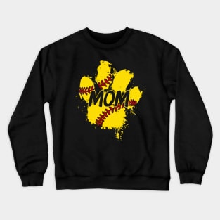 Softball Dog Paw Print Funny Mom Mothers Gift Crewneck Sweatshirt